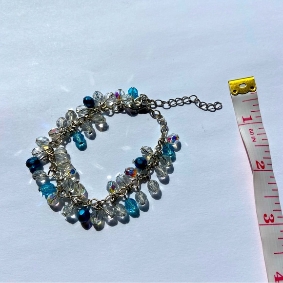 Vintage Blue And Silver Gem Beaded Bracelet - Picture 2 of 3